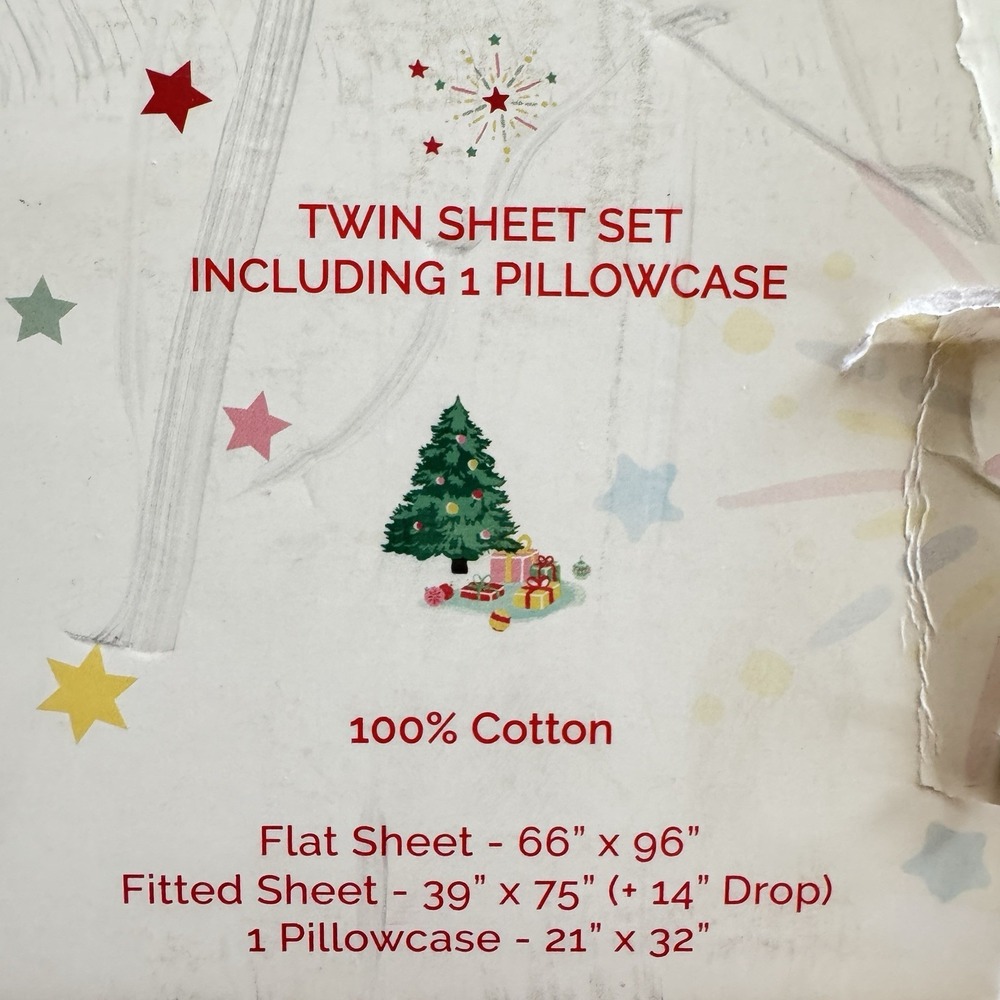 Cath Kidston London 3 Pc TWIN Christmas Village Winter Sheet Set 100% Cotton - Picture 3 of 10